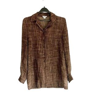 JAX Country Women's Button Up Shirt Long Sleeve Brown Top Size Small
